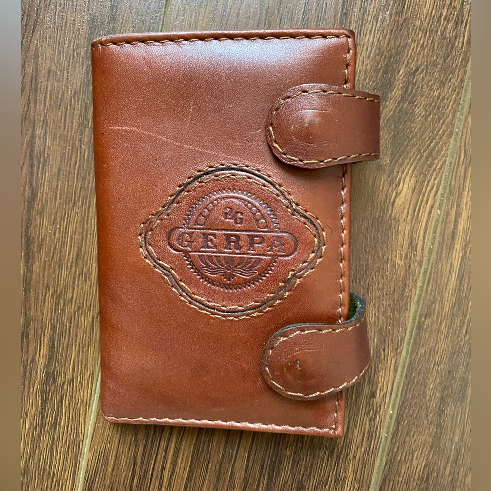 GERPA leather passport holder.
